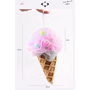 Sweety Fiber 3 Adet Dondurma Desenli Duş Banyo Kesesi Banyo Vücut Lifi Desenli Banyo Süngeri