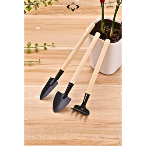 3’lü Mini Bahçe Seti Kürek Tırmık Çapa El Aletleri Saksı, Balkon ve Çiçek Dikim Bahçe Malzemeleri