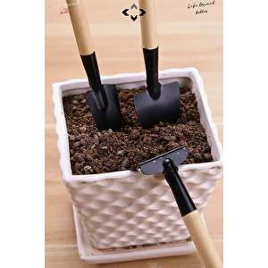 3’lü Mini Bahçe Seti Kürek Tırmık Çapa El Aletleri Saksı, Balkon ve Çiçek Dikim Bahçe Malzemeleri