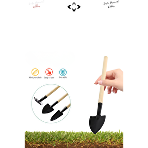 3’lü Mini Bahçe Seti Kürek Tırmık Çapa El Aletleri Saksı, Balkon ve Çiçek Dikim Bahçe Malzemeleri