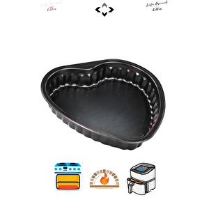 LOVE CAKE SET 3 Parça Kalpli Kek Kalıbı Seti Çırpma Teli Hediye! Antrasit Kalpli Kek Pasta Kalıbı