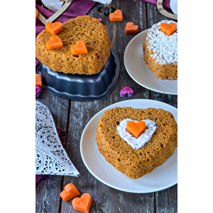 LOVE CAKE SET 3 Parça Kalpli Kek Kalıbı Seti Çırpma Teli Hediye! Antrasit Kalpli Kek Pasta Kalıbı