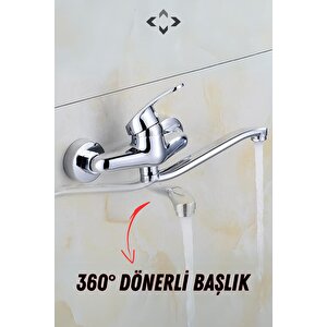 Krom Duvara Monte Aplike Batarya Mix Duvardan Borulu Batarya 360