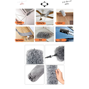 250 CM Teleskopik Toz Alma Aparatı Mikrofiber Toz Alıcı Mop Temizlik Seti Tavan, Mobilya Klima