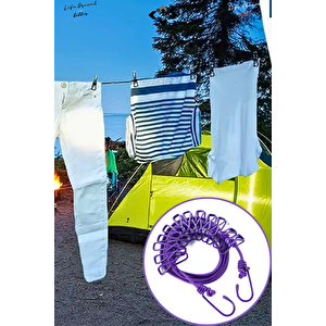 1 Adet Portatif Kendinden Mandallı Piknik/Kamp Çamaşır Kurutma Esnek Askı İpi Kamp Çamaşır Kurutma Çamaşır Asma