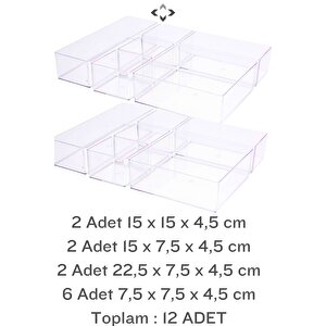 Shine Xl 12 Pcs Organizer Düzenleyici Set Modüler Çekmece İçi Düzenleyici Organizer Set 12 Parça