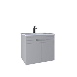 Meta 71 Cm Lavabo Dolabı Kapaklı Light Grey Kb710056 Beyaz