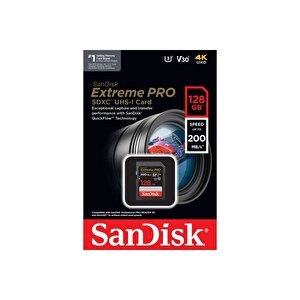 Extreme Pro 128gb 200/90mb/s Sdxc V30 Uhs-ı U3 Hafıza Kartı Sdsdxxd-128g-gn4ın