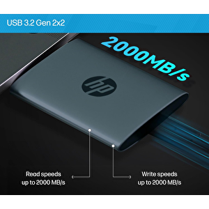 Hp P900 2tb 2000mb/s-2000mb/s Type-c 3.2 Ps4-ps5-pc-telefon-tablet-kamera Uyumlu External Taşınabilir Ssd Siyah - 7m696aa