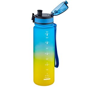 500ml Yeni Koleksiyon Soft Touch Çift Renk Motivasyon Tritan Su Matarası Mavi-sarı