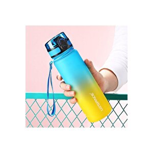 500ml Yeni Koleksiyon Soft Touch Çift Renk Motivasyon Tritan Su Matarası Mavi-sarı