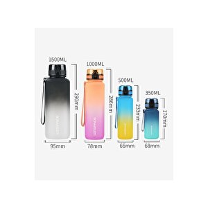 Uzspace 500ml Yeni Koleksiyon Soft Touch Çift Renk Motivasyon Tritan Su Matarası Mavi-sarı