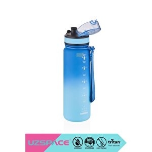 500ml Yeni Çift Renkli Sızdırmaz Bpa İçermez Kilitlenebilir Kapaklı Motivasyonel Tritan Su Matarası Lacivert-açık Mavi