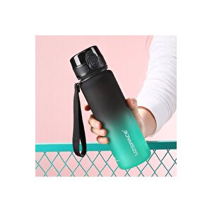 500ml Yeni Koleksiyon Soft Touch Çift Renk Motivasyon Tritan Su Matarası Siyah-yeşil