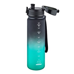 500ml Yeni Koleksiyon Soft Touch Çift Renk Motivasyon Tritan Su Matarası Siyah-yeşil