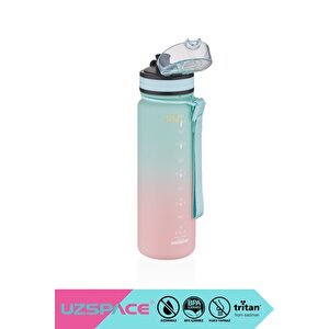 500ml Yeni Çift Renkli Sızdırmaz Bpa İçermez Kilitlenebilir Kapaklı Motivasyonel Tritan Su Matarası Su Yeşili-pembe