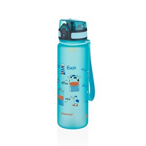 500ml Yeni Koleksiyon Sevimli Hayvanlar Desenli Tritan Çocuk Su Matarası Turkuaz