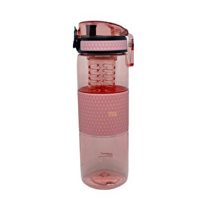 700ml Yeni Koleksiyon Silikon Gövdeli Detoks Aparatlı Tritan Su Matarası Bpa Yok Koku Yok Pudra Pembe