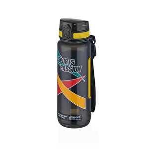 800ml Sports Passion Kayma Yapmayan Tutma Bölmeli Tritan Su Matarası Bpa Yok Koku Yok Siyah