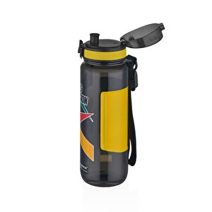 800ml Sports Passion Kayma Yapmayan Tutma Bölmeli Tritan Su Matarası Bpa Yok Koku Yok Siyah