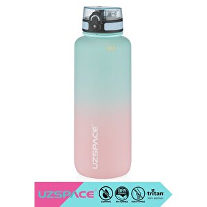 1500ml Yeni Çift Renkli Sızdırmaz Bpa İçermez Kilitlenebilir Kapaklı Motivasyonel Tritan Su Matarası Su Yeşili-pembe
