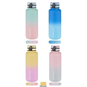 Uzspace 1500ml Yeni Çift Renkli Sızdırmaz Bpa İçermez Kilitlenebilir Kapaklı Motivasyonel Tritan Su Matarası Su Yeşili-pembe