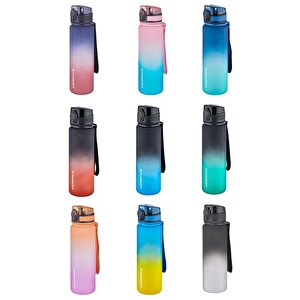 500ml Yeni Koleksiyon Soft Touch Çift Renk Motivasyon Tritan Su Matarası Siyah-beyaz