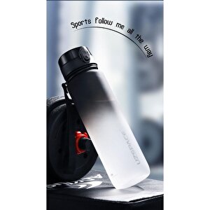 Uzspace 500ml Yeni Koleksiyon Soft Touch Çift Renk Motivasyon Tritan Su Matarası Siyah-beyaz