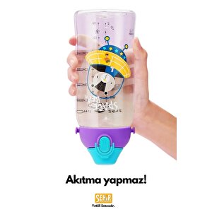 Uzspace 730ml Yeni Koleksiyon Askılı Kulplu Pipetli/pipetsiz Kullanım Tritan Çocuk Su Matarası Pembe-mavi