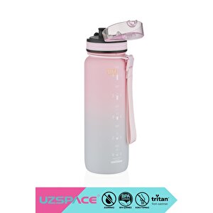 800ml Yeni Çift Renkli Sızdırmaz Bpa İçermez Kilitlenebilir Kapaklı Motivasyonel Tritan Su Matarası Pembe-gri