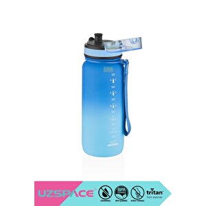 650ml Yeni Çift Renkli Sızdırmaz Bpa İçermez Kilitlenebilir Kapaklı Motivasyonel Tritan Su Matarası Lacivert-açık Mavi