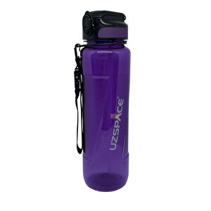 1000ml Pipetli Ölçü Skalalı Şeffaf Gövde Tritan Su Matarası Bpa Yok Koku Yok Mor