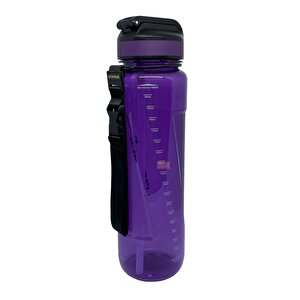 1000ml Pipetli Ölçü Skalalı Şeffaf Gövde Tritan Su Matarası Bpa Yok Koku Yok Mor
