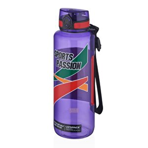 1200ml Büyük Boy Sports Passion Kayma Yapmayan Tutma Bölmeli Tritan Su Matarası Bpa Yok Koku Yok Mor