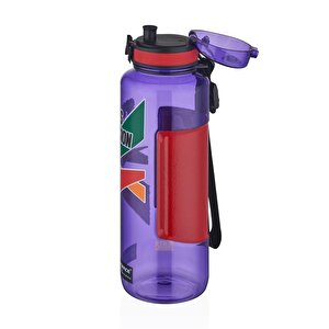 1200ml Büyük Boy Sports Passion Kayma Yapmayan Tutma Bölmeli Tritan Su Matarası Bpa Yok Koku Yok Mor