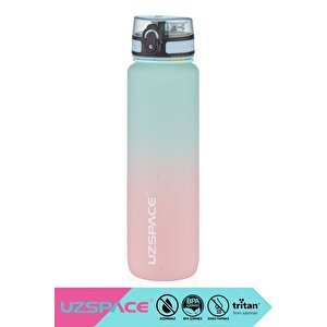 1000ml Yeni Çift Renkli Sızdırmaz Bpa İçermez Kilitlenebilir Kapaklı Motivasyonel Tritan Su Matarası Su Yeşili-pembe