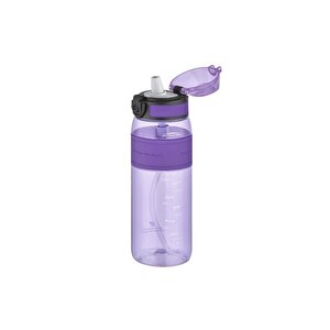 600ml Silikon Gövde Pipetli (isirilmaz) Tritan Su Matarası Bpa Yok Koku Yok  Mor