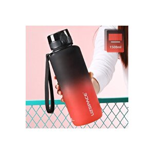 1500ml Mega Boy Soft Touch Çift Renk Motivasyon Tritan Su Matarası Bpa Yok Koku Yok Siyah-kırmızı