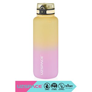 1500ml Yeni Çift Renkli Sızdırmaz Bpa İçermez Kilitlenebilir Kapaklı Motivasyonel Tritan Su Matarası Sarı-lila