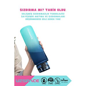 Uzspace 1500ml Yeni Çift Renkli Sızdırmaz Bpa İçermez Kilitlenebilir Kapaklı Motivasyonel Tritan Su Matarası Sarı-lila
