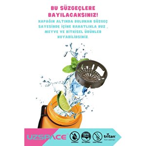 Uzspace 1500ml Yeni Çift Renkli Sızdırmaz Bpa İçermez Kilitlenebilir Kapaklı Motivasyonel Tritan Su Matarası Sarı-lila