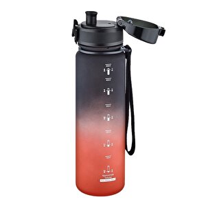 500ml Yeni Koleksiyon Soft Touch Çift Renk Motivasyon Tritan Su Matarası Siyah-kırmızı
