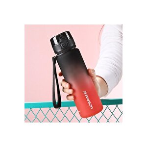 500ml Yeni Koleksiyon Soft Touch Çift Renk Motivasyon Tritan Su Matarası Siyah-kırmızı