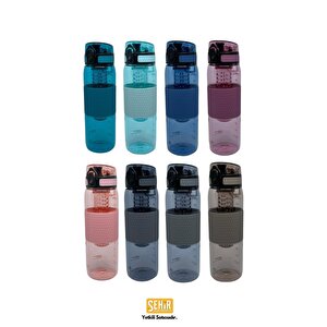 Uzspace 530ml Yeni Koleksiyon Silikon Gövdeli Detoks Aparatlı Tritan Su Matarası Bpa Yok Koku Yok Kahverengi