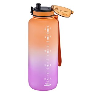 1500ml Mega Boy Soft Touch Çift Renk Motivasyon Tritan Su Matarası Bpa Yok Koku Yok Turuncu-mor