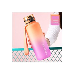 1500ml Mega Boy Soft Touch Çift Renk Motivasyon Tritan Su Matarası Bpa Yok Koku Yok Turuncu-mor