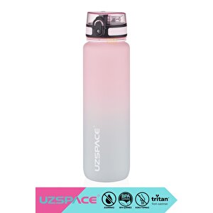 1000ml Yeni Çift Renkli Sızdırmaz Bpa İçermez Kilitlenebilir Kapaklı Motivasyonel Tritan Su Matarası Pembe-gri
