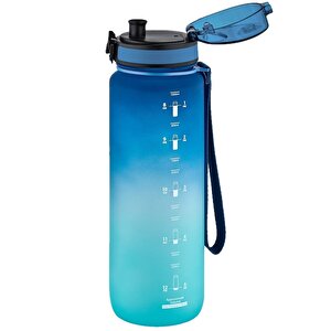 1000ml Büyük Boy Soft Touch Çift Renk Motivasyon Tritan Su Matarası Bpa Yok Koku Yok Mavi-turkuaz