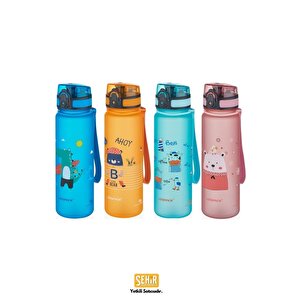 Uzspace 500ml Yeni Koleksiyon Sevimli Hayvanlar Desenli Tritan Çocuk Su Matarası Mavi