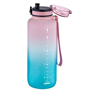 1500ml Mega Boy Soft Touch Çift Renk Motivasyon Tritan Su Matarası Bpa Yok Koku Yok Pembe-mavi